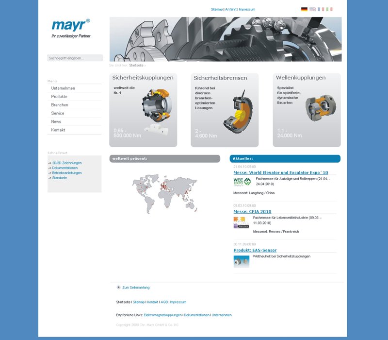 mayr® Power Transmission släpper uppfräschad webbplats